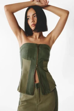 Two Tone Twill Strapless Corset Top | Nasty Gal