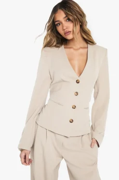 V Neck Tailored Button Up Blazer | Nasty Gal