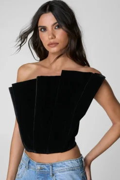 Velvet Structured Fan Bandeau Top | Nasty Gal