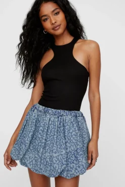 Washed Leopard Denim Skirt | Nasty Gal