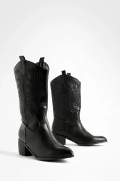 Wide Fit Tab Detail Ankle Cowboy Western Boots | Nasty Gal