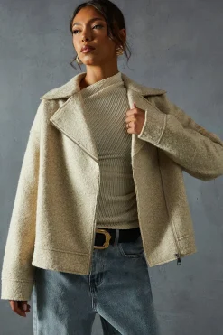 Wool Look Biker Jacket | Nasty Gal