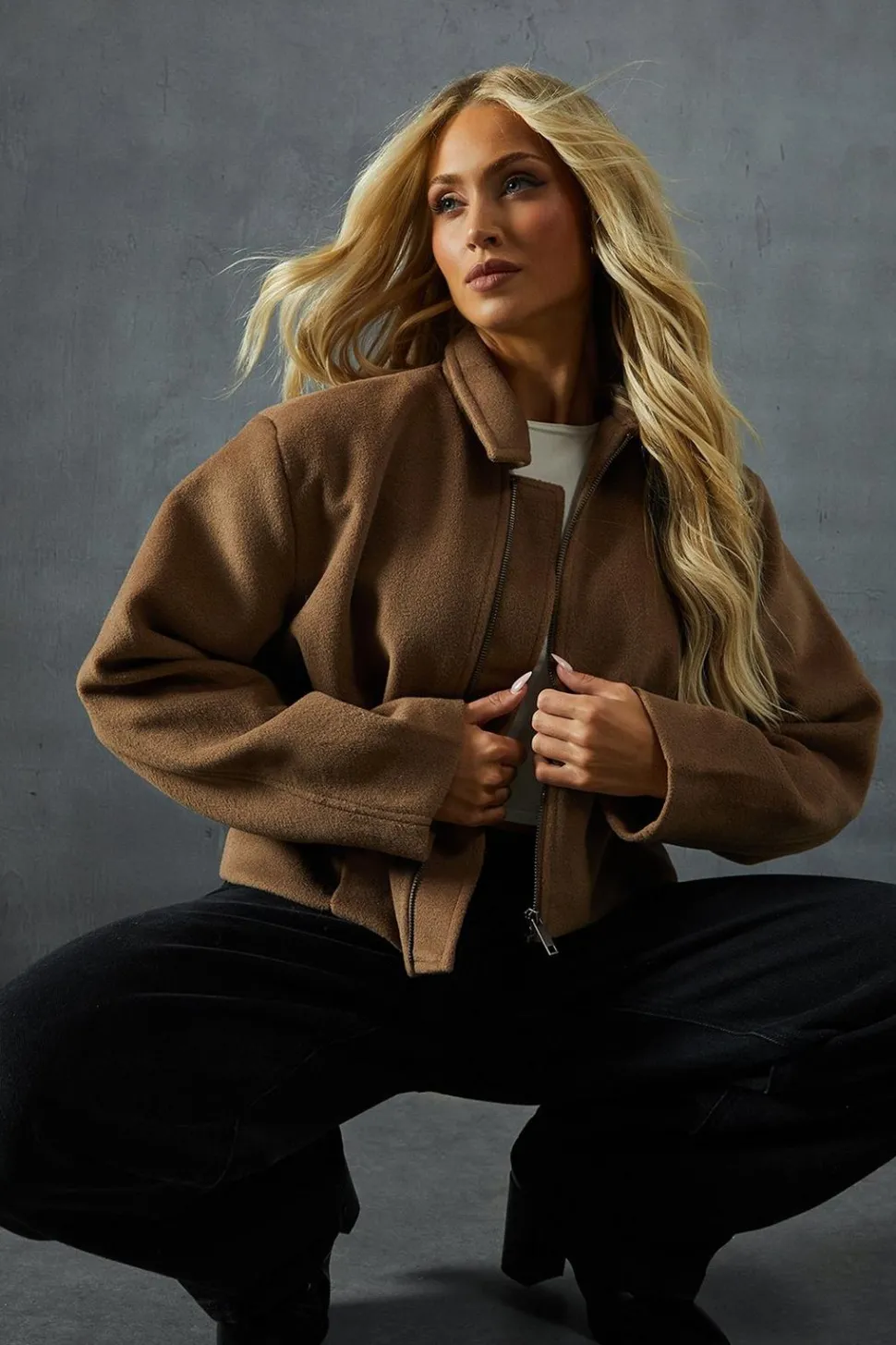 Wool Look Boxy Drop Shoulder Jacket | Nasty Gal