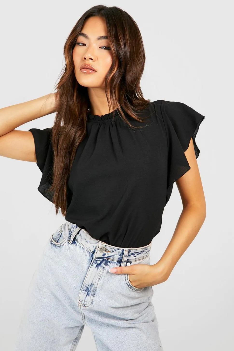 Woven Frill Sleeve And Neck Blouse | Nasty Gal