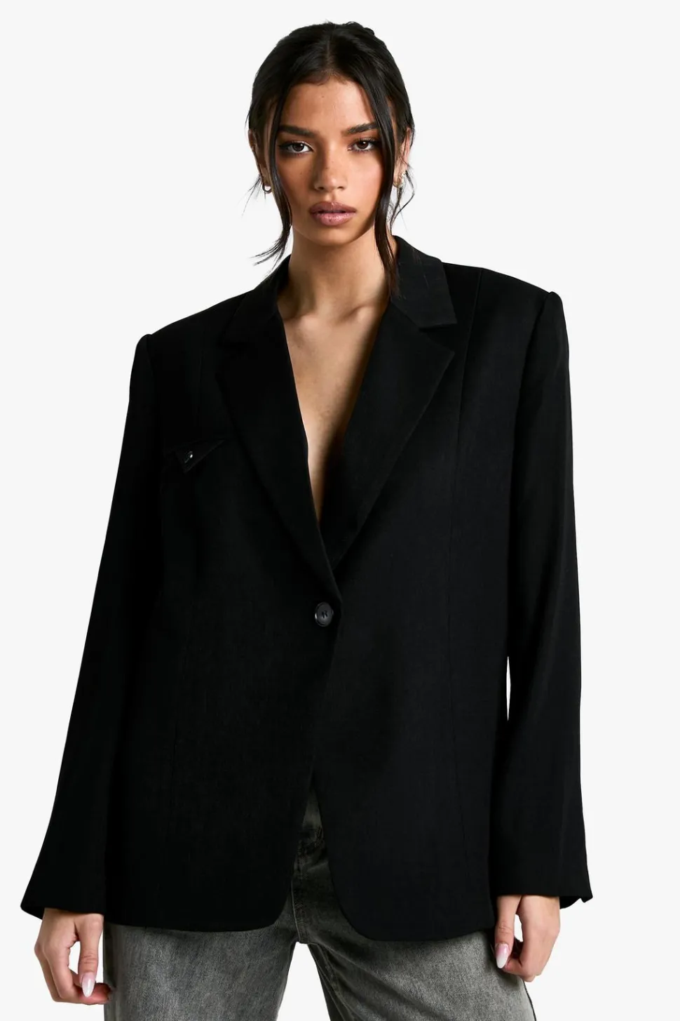 Woven Oversized Tailored Shoulder Pad Blazer | Nasty Gal