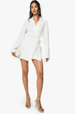 Wrap Drape Front Tailored Blazer Dress | Nasty Gal