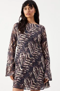 Zebra Burnout Chiffon Bias Tie Back Mini Dress | Nasty Gal
