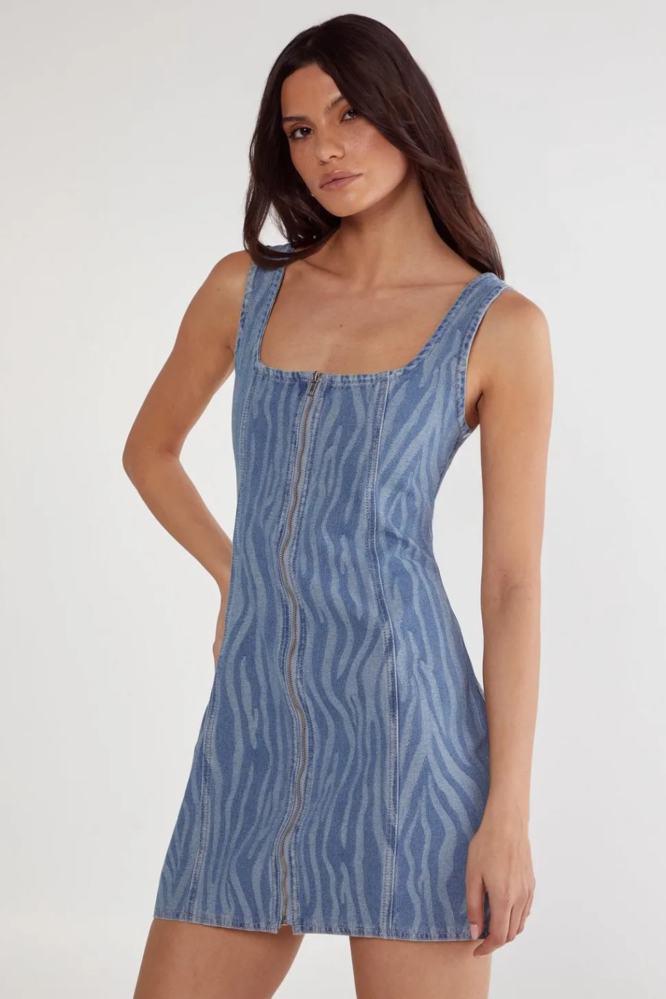 Zebra Denim Corset Mini Dress | Nasty Gal