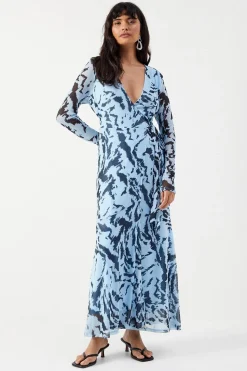 Zebra Mesh Asymmetric Seam Wrap Midi Dress | Nasty Gal
