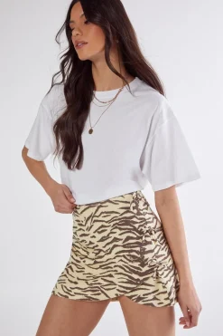 Zebra Print Tailored Linen Skirt | Nasty Gal