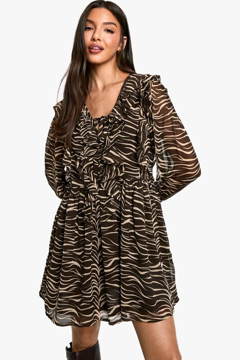 Zebra Ruffle Smock Dress | Nasty Gal