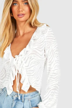 Zebra Ruffle Tie Blouse | Nasty Gal