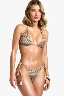 Zig Zag Knitted Triangle Bikini Top & Tie Side Bikini Bottoms Set | Nasty Gal