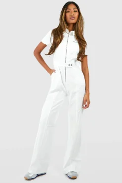 Zip Up Cargo Denim Wide Leg Jumpsuit | Nasty Gal